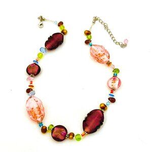Premier Designs Mixed Glass Necklace - 15.5" Plus a 3" Extender Chain